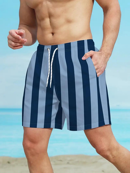 Oscar Boardshorts | Gestreifte Herren Badehose mit Kordelzug-Chaps Herrenmode