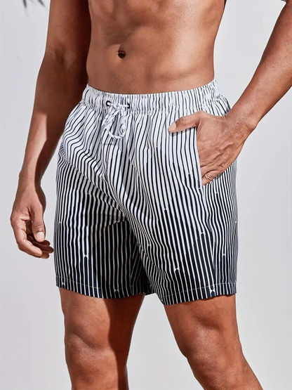 Oscar Boardshorts | Gestreifte Herren Badehose mit Kordelzug-Chaps Herrenmode