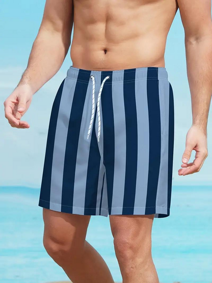 Oscar Boardshorts | Gestreifte Herren Badehose mit Kordelzug-Chaps Herrenmode