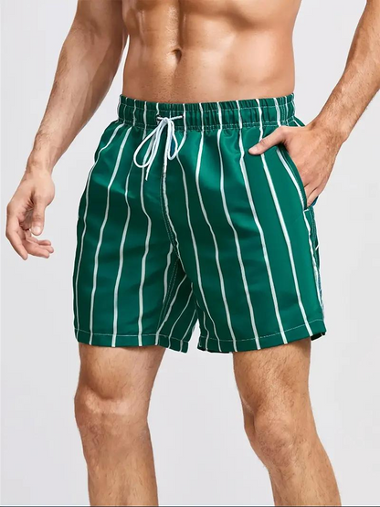 Oscar Boardshorts | Gestreifte Herren Badehose mit Kordelzug-Chaps Herrenmode