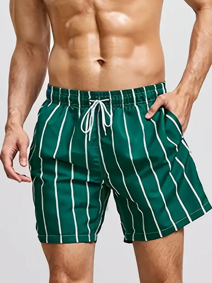 Oscar Boardshorts | Gestreifte Herren Badehose mit Kordelzug-Chaps Herrenmode