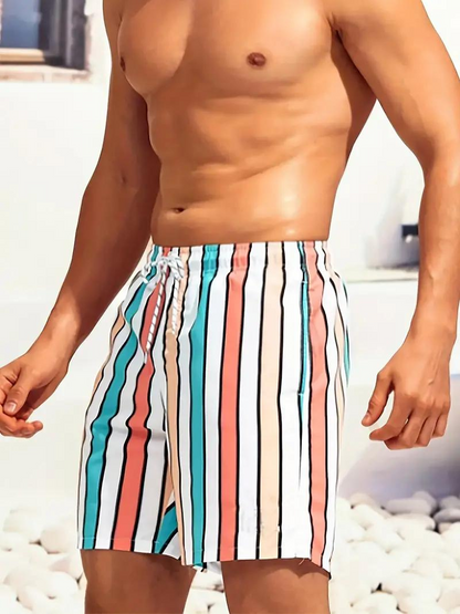 Oscar Boardshorts | Gestreifte Herren Badehose mit Kordelzug-Chaps Herrenmode