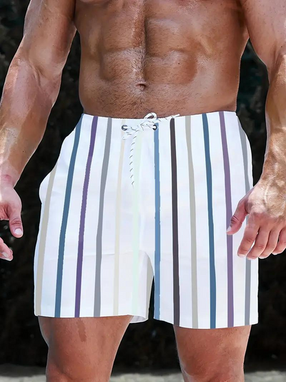 Oscar Boardshorts | Gestreifte Herren Badehose mit Kordelzug-Chaps Herrenmode