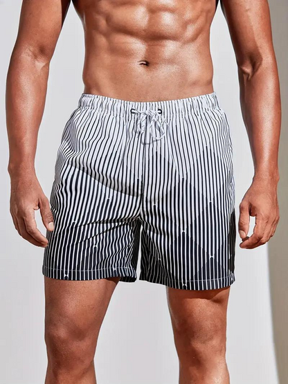 Oscar Boardshorts | Gestreifte Herren Badehose mit Kordelzug-Chaps Herrenmode