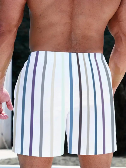 Oscar Boardshorts | Gestreifte Herren Badehose mit Kordelzug-Chaps Herrenmode