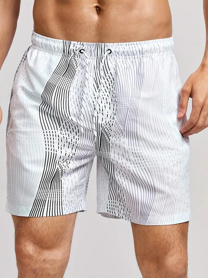 Oscar Boardshorts | Gestreifte Herren Badehose mit Kordelzug-Chaps Herrenmode