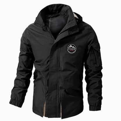 Outdoor-Jacke | Mit Kapuze | Wasserdicht | Windbreaker-Jacke | Herrenjacke-Schwarz-S-Chaps Herrenmode