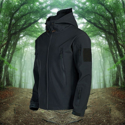 Outdoor-Jacke – Wasserdichte Windjacke mit Kapuze und Fleecefutter für Herren-Schwarz-M-Chaps Herrenmode