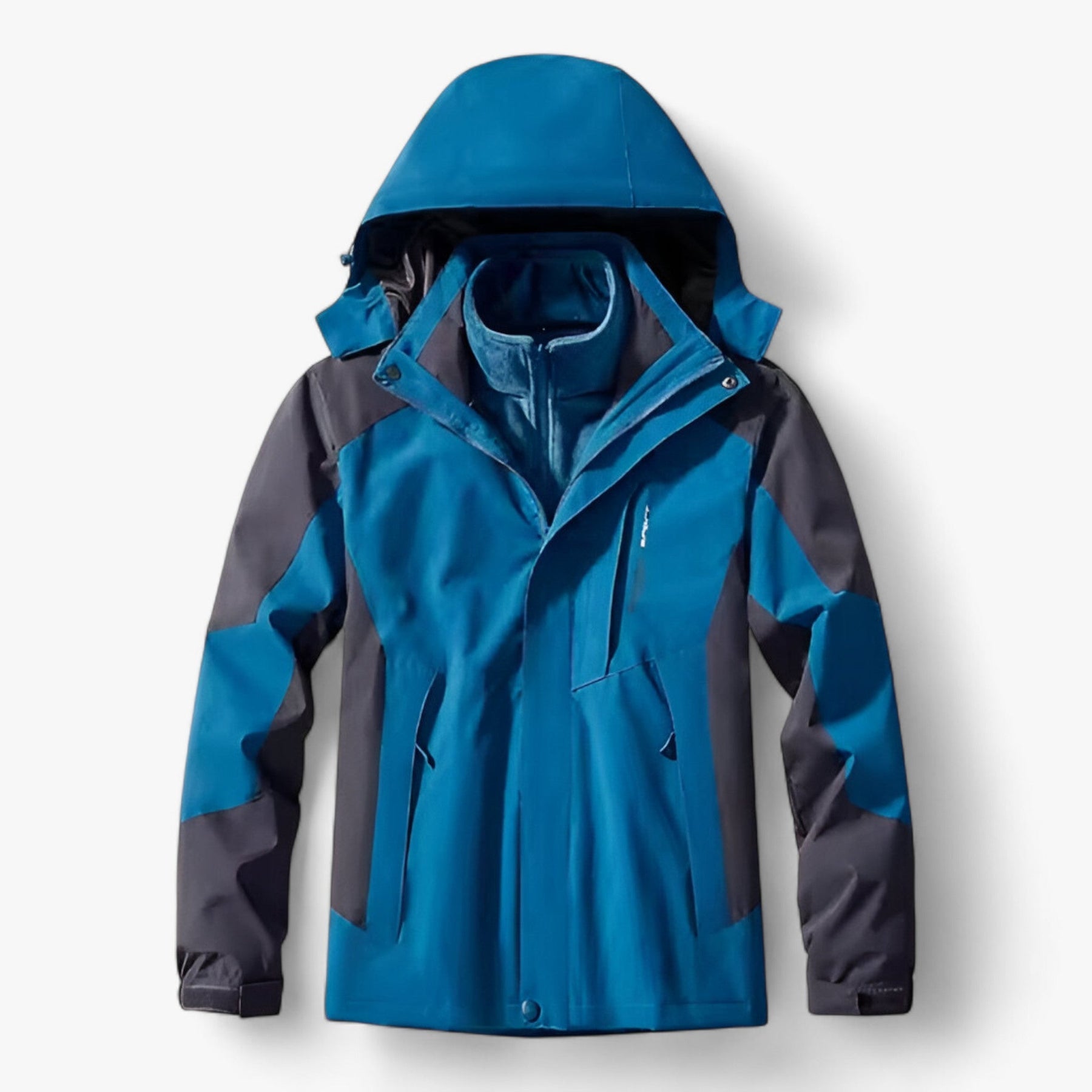 Outdoor-Jacke – mit Kapuze – mit Fleece gefüttert – wasserdichte Jacke – Herrenjacke-Hellblau-M-Chaps Herrenmode