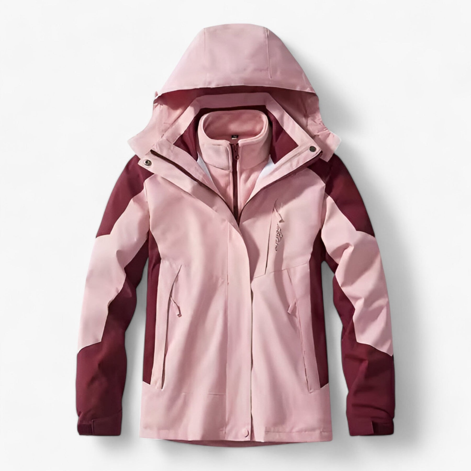 Outdoor-Jacke – mit Kapuze – mit Fleece gefüttert – wasserdichte Jacke – Herrenjacke-Hellrosa-M-Chaps Herrenmode