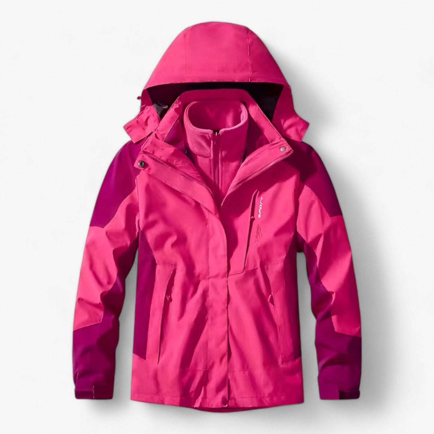 Outdoor-Jacke – mit Kapuze – mit Fleece gefüttert – wasserdichte Jacke – Herrenjacke-Rosa-M-Chaps Herrenmode
