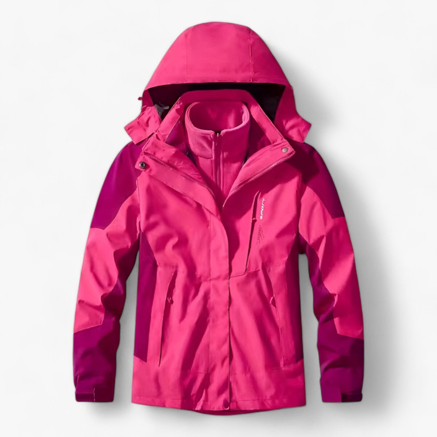 Outdoor-Jacke – mit Kapuze – mit Fleece gefüttert – wasserdichte Jacke – Herrenjacke-Rosa-M-Chaps Herrenmode