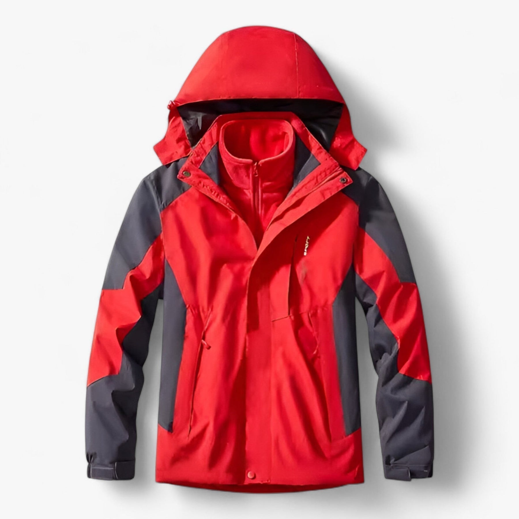 Outdoor-Jacke – mit Kapuze – mit Fleece gefüttert – wasserdichte Jacke – Herrenjacke-Rot-M-Chaps Herrenmode