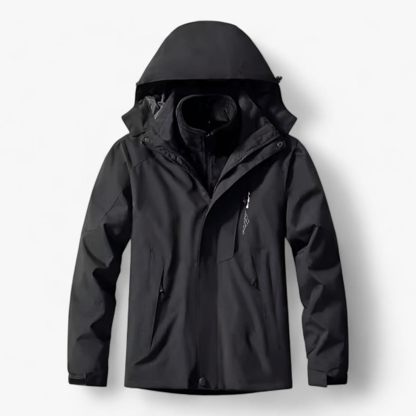 Outdoor-Jacke – mit Kapuze – mit Fleece gefüttert – wasserdichte Jacke – Herrenjacke-Schwarz-M-Chaps Herrenmode