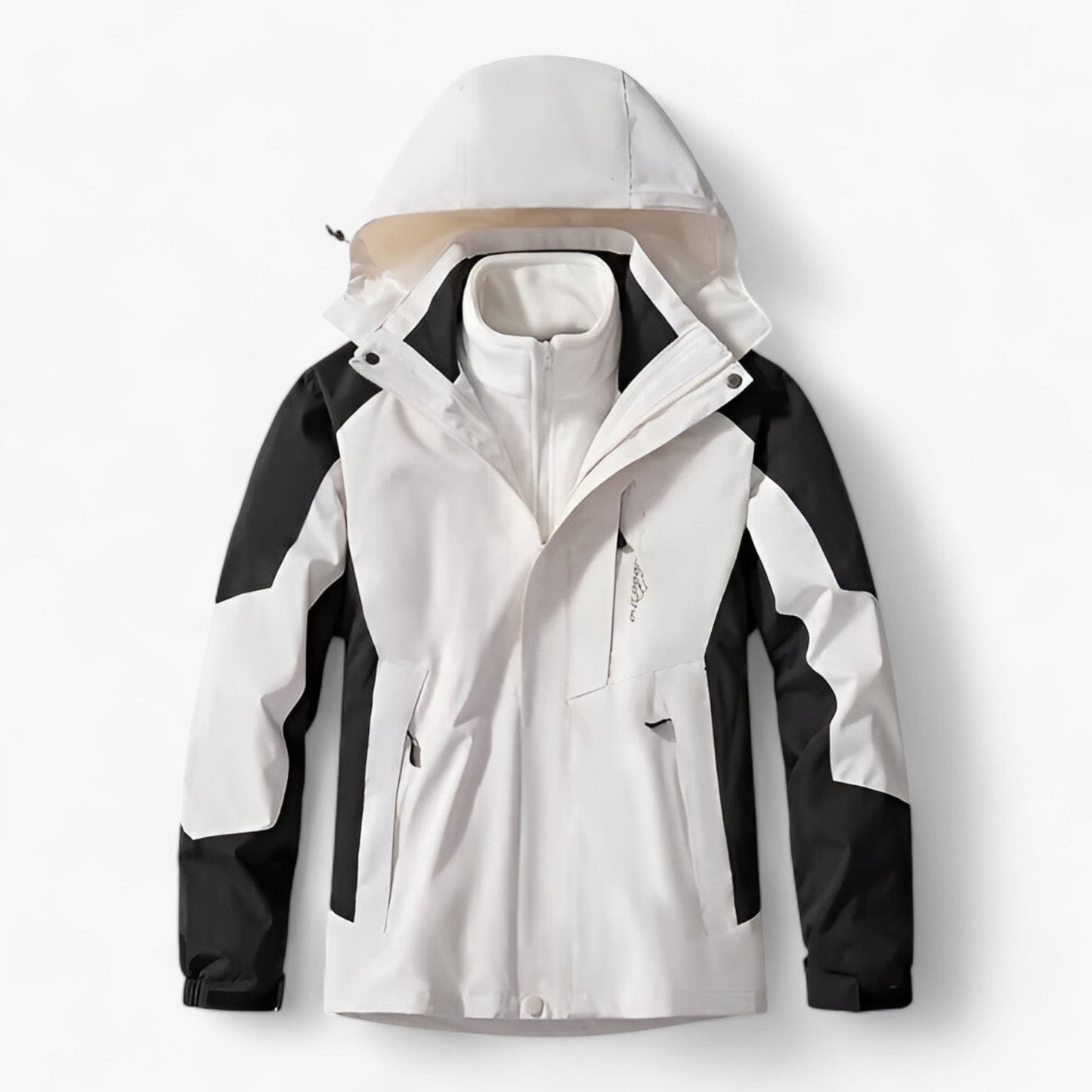 Outdoor-Jacke – mit Kapuze – mit Fleece gefüttert – wasserdichte Jacke – Herrenjacke-Weiß-M-Chaps Herrenmode