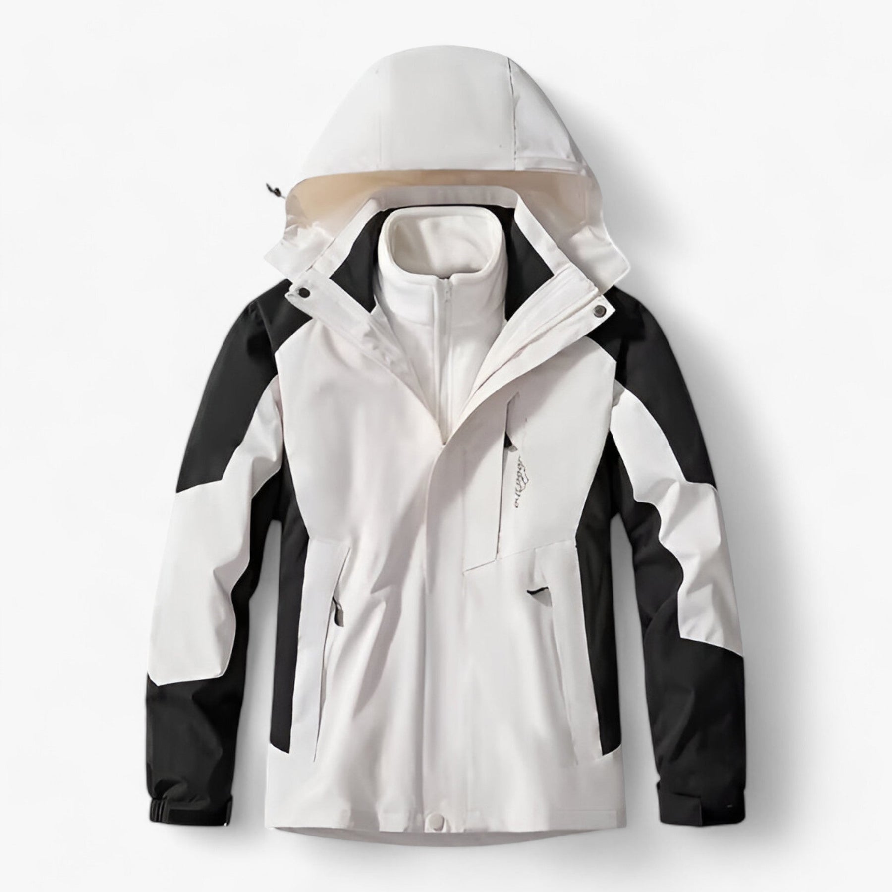 Outdoor-Jacke – mit Kapuze – mit Fleece gefüttert – wasserdichte Jacke – Herrenjacke-Weiß-M-Chaps Herrenmode