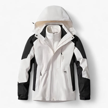 Outdoor-Jacke – mit Kapuze – mit Fleece gefüttert – wasserdichte Jacke – Herrenjacke-Weiß-M-Chaps Herrenmode