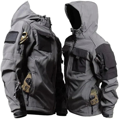 Outdoor-Jacke – wasserdicht – mit Kapuze – Windbreaker-Jacke – Softshell-Jacke für Herren-Grau-XS-Chaps Herrenmode