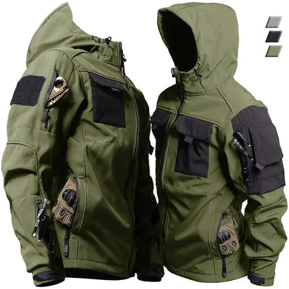 Outdoor-Jacke – wasserdicht – mit Kapuze – Windbreaker-Jacke – Softshell-Jacke für Herren-Grün-XS-Chaps Herrenmode