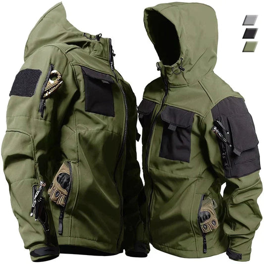 Outdoor-Jacke – wasserdicht – mit Kapuze – Windbreaker-Jacke – Softshell-Jacke für Herren-Grün-XS-Chaps Herrenmode