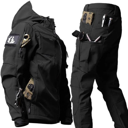 Outdoor-Kleidung – Wasserdichte taktische Jacke und Cargohose für Männer im Set-Schwarz-S-Chaps Herrenmode