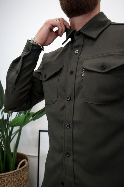 Overshirt – Herrenjacke mit Umlegekragen und Knöpfen, mit Taschen-Chaps Herrenmode