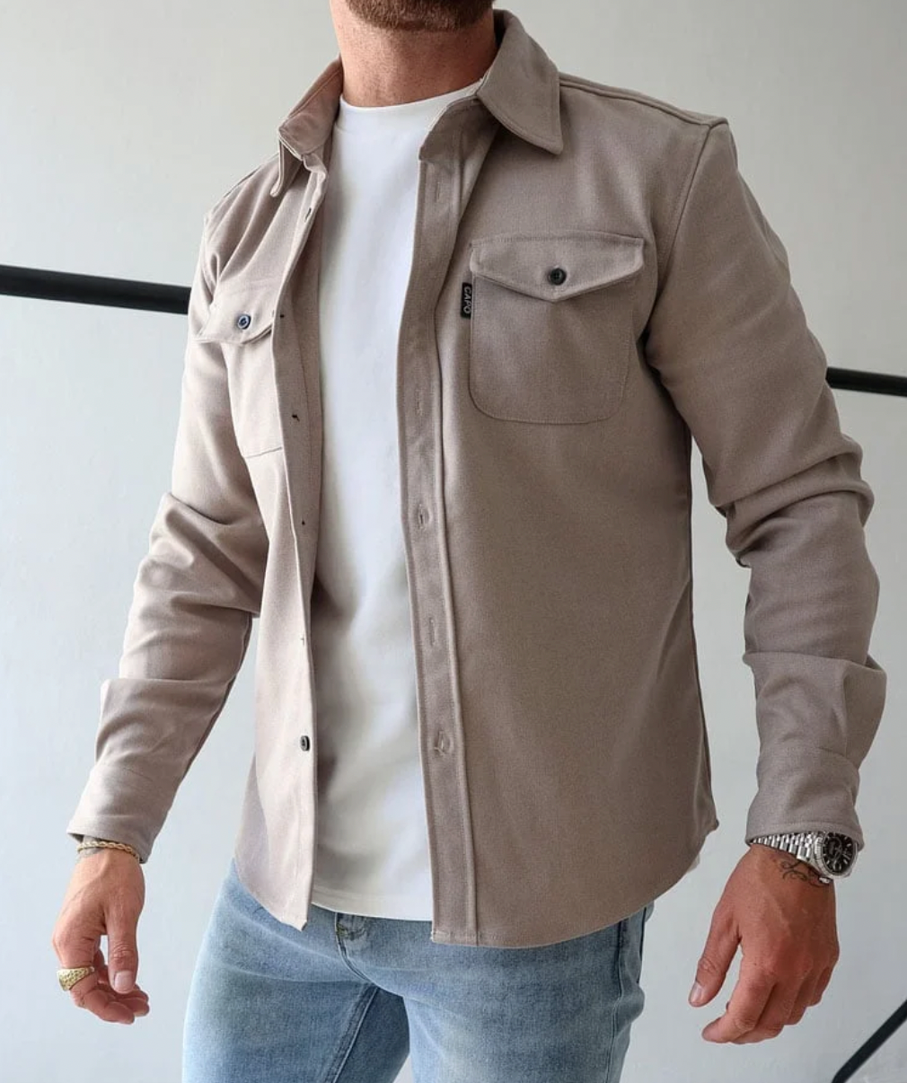 Overshirt – Langärmeliges Herrenhemd Mit Knopfleiste Und Brusttaschen-Chaps Herrenmode