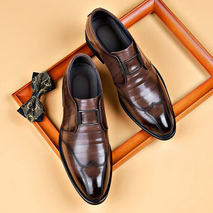 Oxford-Schuhe - Stilvolle flache Lederschuhe zum Hineinschlüpfen für Männer-Dunkelbraun-38-Chaps Herrenmode