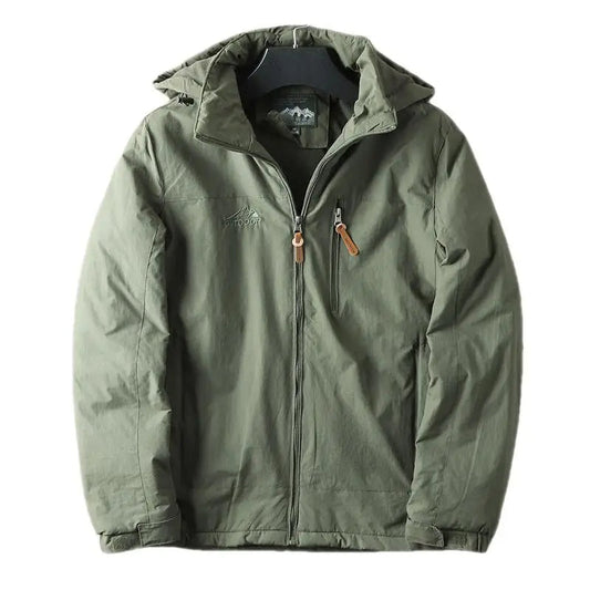 Parka-Jacke – mit Kapuze – mit Fleece gefüttert – Outdoor-Jacke – Winterjacke für Herren-Armeegrün-M-Chaps Herrenmode