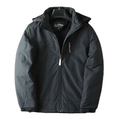 Parka-Jacke – mit Kapuze – mit Fleece gefüttert – Outdoor-Jacke – Winterjacke für Herren-Schwarz-M-Chaps Herrenmode