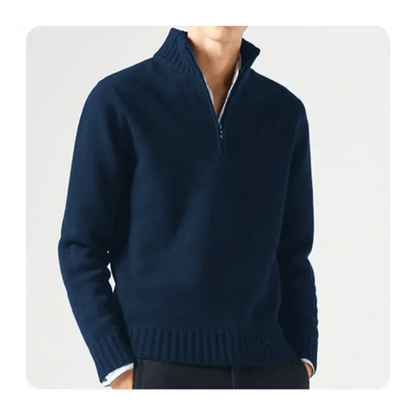 Polo Pullover - Herren Strickpullover mit viertel Reißverschluss Pullover-Blau-S-Chaps Herrenmode