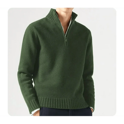 Polo Pullover - Herren Strickpullover mit viertel Reißverschluss Pullover-Grün-S-Chaps Herrenmode