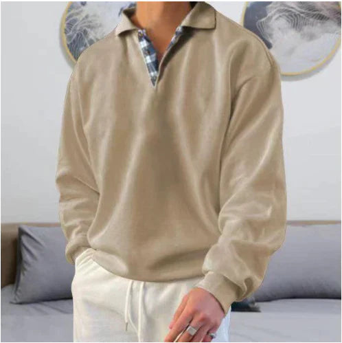 Polo-Pullover | Lockere Passform | Mit Kragen | Polo-Sweatshirt | Herrenbekleidung-Braun-M-Chaps Herrenmode