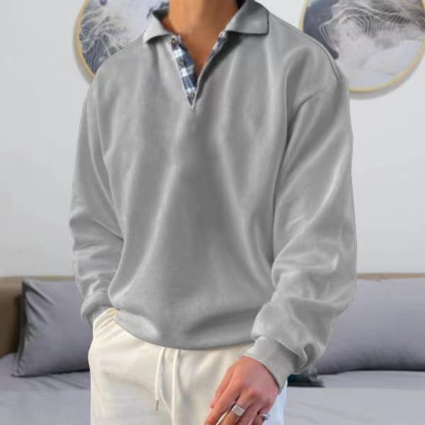 Polo-Pullover | Lockere Passform | Mit Kragen | Polo-Sweatshirt | Herrenbekleidung-Grau-M-Chaps Herrenmode