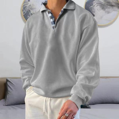 Polo-Pullover | Lockere Passform | Mit Kragen | Polo-Sweatshirt | Herrenbekleidung-Grau-M-Chaps Herrenmode