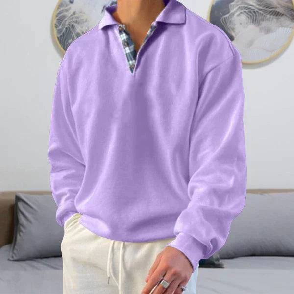 Polo-Pullover | Lockere Passform | Mit Kragen | Polo-Sweatshirt | Herrenbekleidung-Lila-M-Chaps Herrenmode