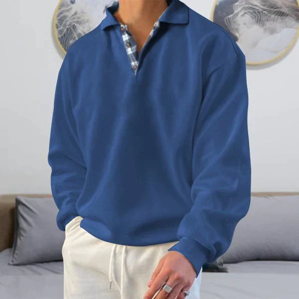 Polo-Pullover | Lockere Passform | Mit Kragen | Polo-Sweatshirt | Herrenbekleidung-Marineblau-M-Chaps Herrenmode