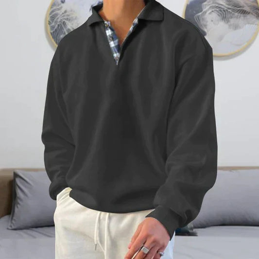 Polo-Pullover | Lockere Passform | Mit Kragen | Polo-Sweatshirt | Herrenbekleidung-Schwarz-M-Chaps Herrenmode