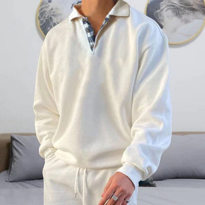 Polo-Pullover | Lockere Passform | Mit Kragen | Polo-Sweatshirt | Herrenbekleidung-Weiß-M-Chaps Herrenmode