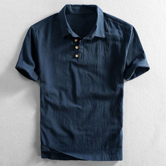 Polo-Shirt – Kurzarm – Mit Kragen – Leinen-Polohemd – Herrenbekleidung-Blau-XS-Chaps Herrenmode
