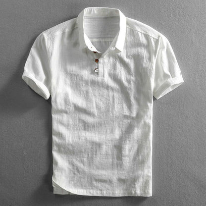 Polo-Shirt – Kurzarm – Mit Kragen – Leinen-Polohemd – Herrenbekleidung-Weiß-XS-Chaps Herrenmode