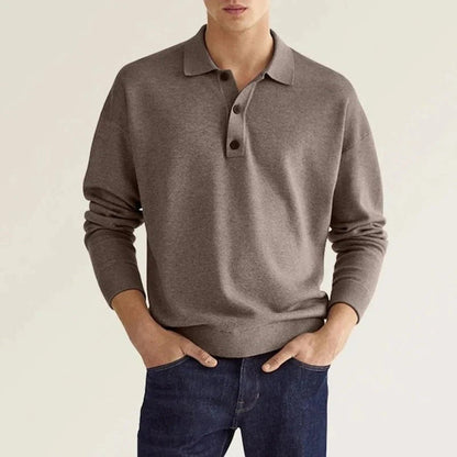Polo-Sweatshirt – mit Kragen – lange Ärmel – Polo-Pullover – Herrenbekleidung-Dunkelbraun-S-Chaps Herrenmode