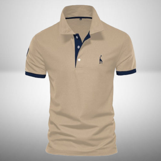 Polo T-Shirt - Atmungsaktiv - Knopfleiste - T-Shirt mit Kragen - Herren-Polo-Shirts-Khaki-S-Chaps Herrenmode