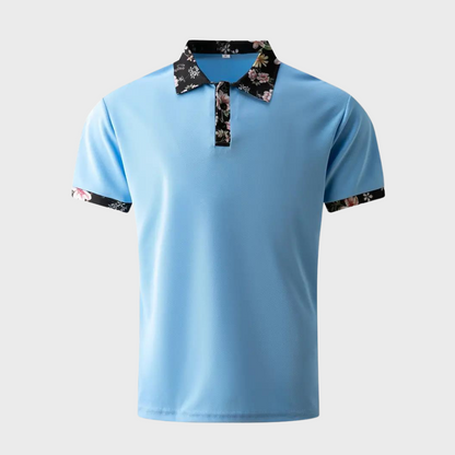 Polo-T-Shirt | Blumenmuster | Kurzarm | Polohemden | Herrenbekleidung-Chaps Herrenmode