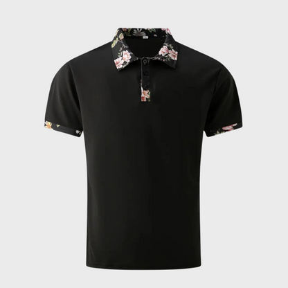 Polo-T-Shirt | Blumenmuster | Kurzarm | Polohemden | Herrenbekleidung-Chaps Herrenmode