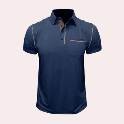 Polo T-Shirt - Herren Kurzarm-Poloshirt mit Knopfleiste und Brusttasche-Chaps Herrenmode