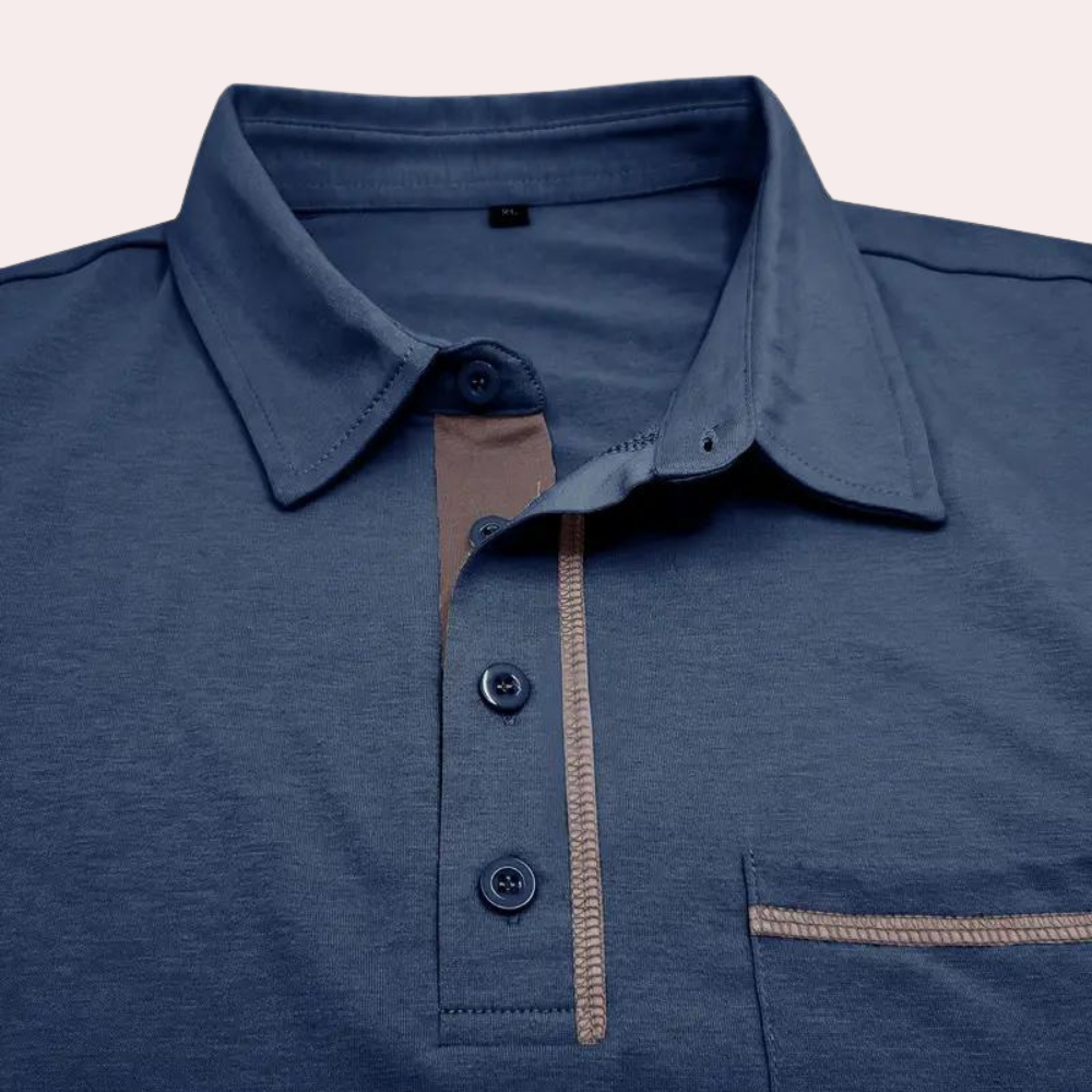 Polo T-Shirt - Herren Kurzarm-Poloshirt mit Knopfleiste und Brusttasche-Chaps Herrenmode