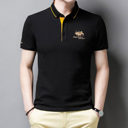 Polo-T-Shirt – Herren-Polohemd mit halben Ärmeln und Knöpfen aus Leinen-Chaps Herrenmode