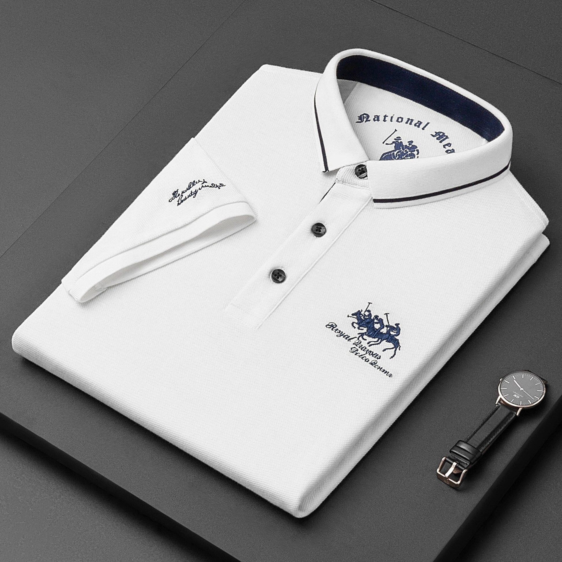 Polo-T-Shirt – Herren-Polohemd mit halben Ärmeln und Knöpfen aus Leinen-Weiß-M-Chaps Herrenmode