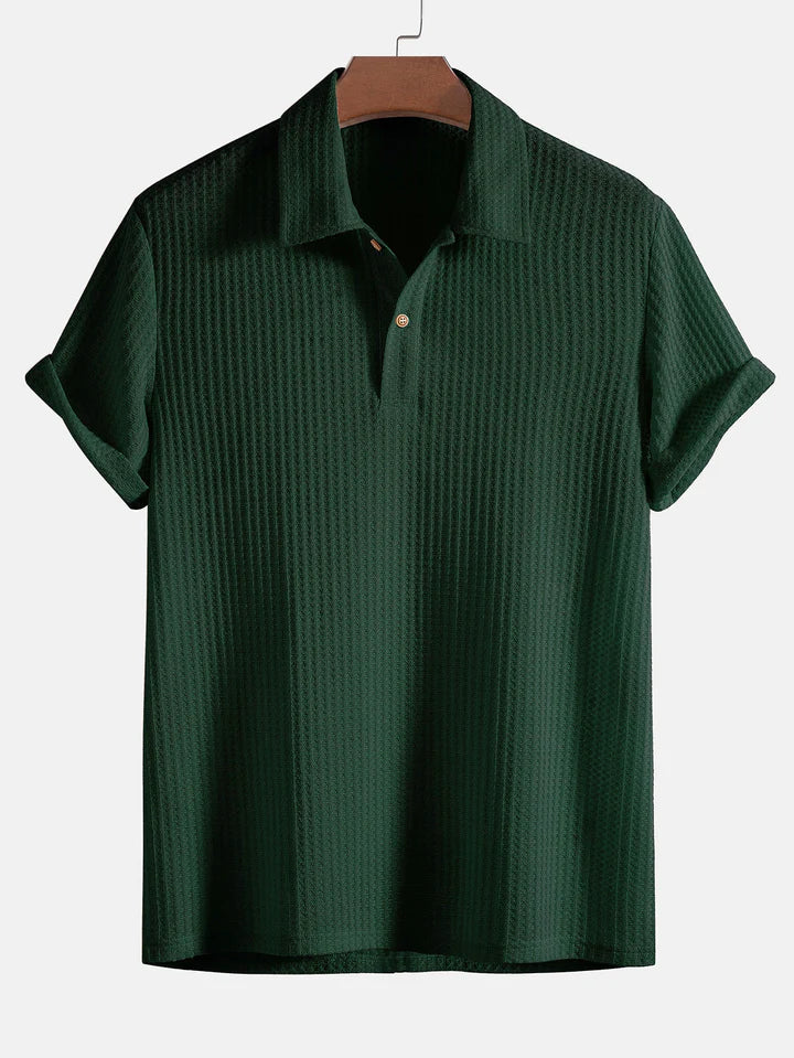 Polo-T-Shirt – Herren-T-Shirt mit Kragen, Knopfleiste und kurzen Ärmeln-Grün-S-Chaps Herrenmode